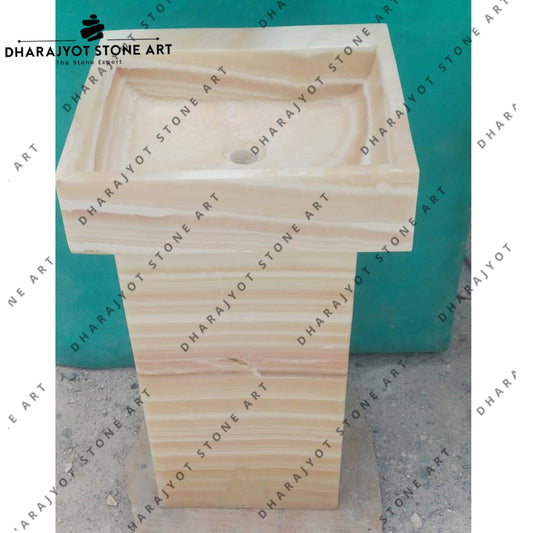 High Quality Bathroom Pedestal Sink Standing Marble Wash Basin