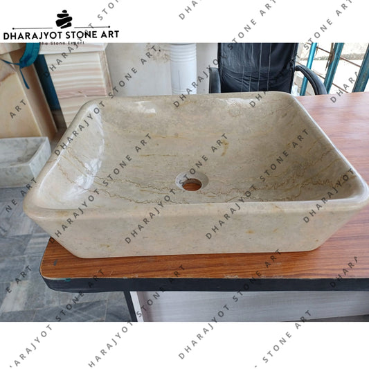 Hand Carved House Bathroom Decorative Marble Sink