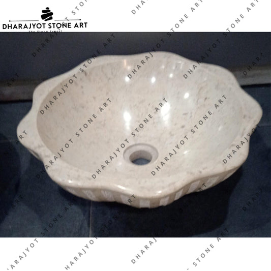 Marble Washbasin Shell Shaped Bathroom Sink