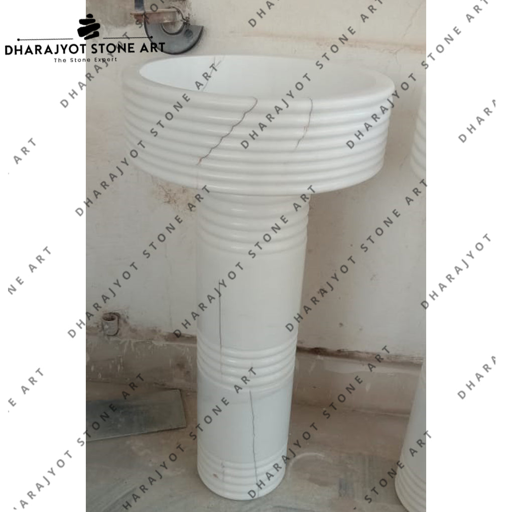 Modern Design Home Decoration Customized White Marble Pedestal Sink