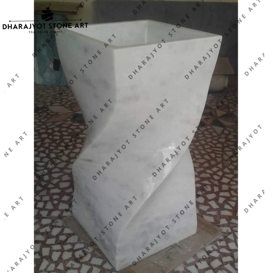 Attractive Design White Stone Basin Pedestal Freestanding Sink