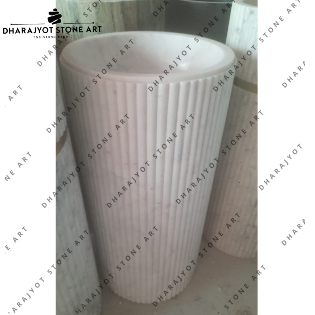 Indo Italian White Marble Pedestals Wash Basin