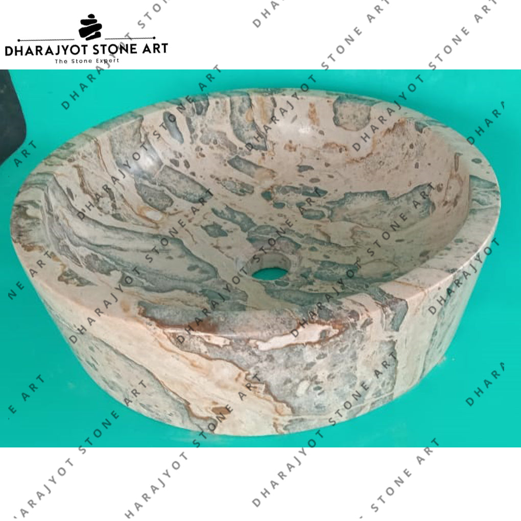 Home Decoration European Style Room Cream Marble Wash Basin