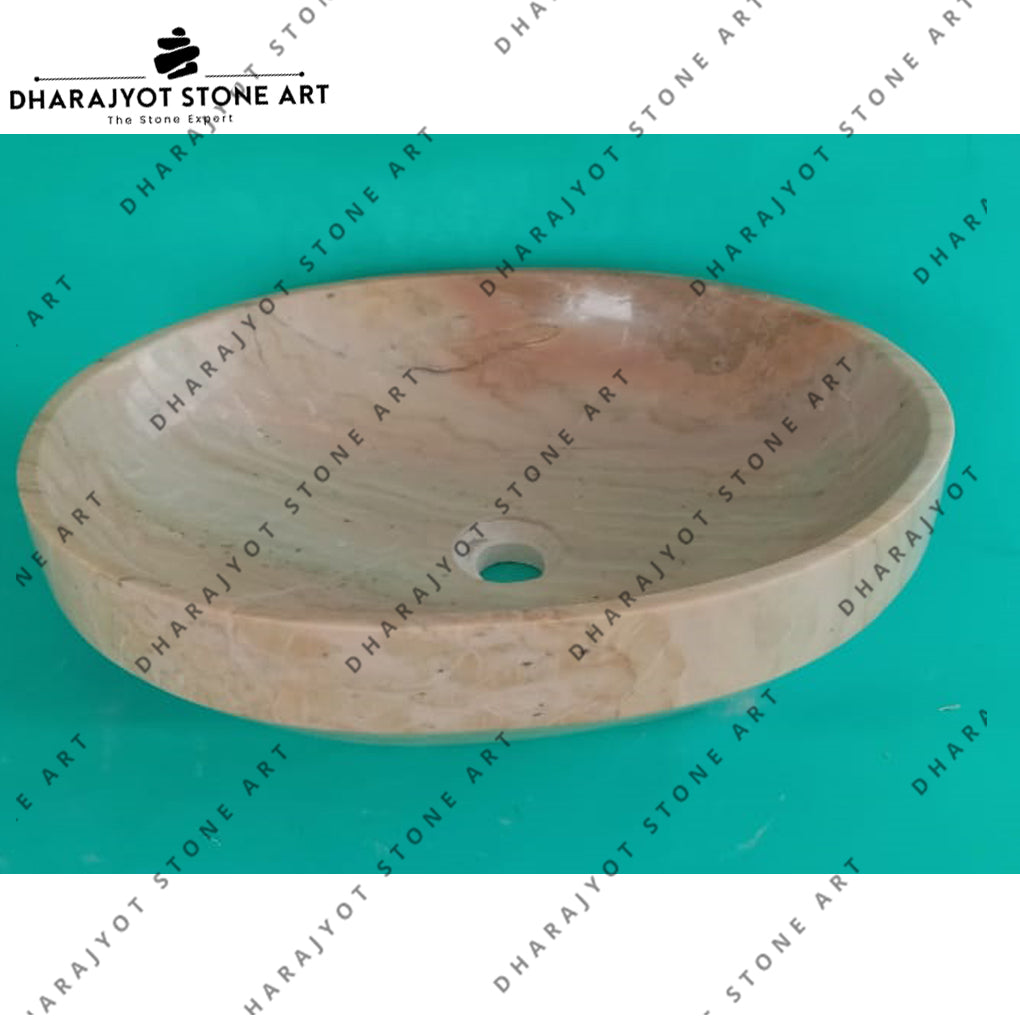 Handmade Natural White Marble Round Marble Basin