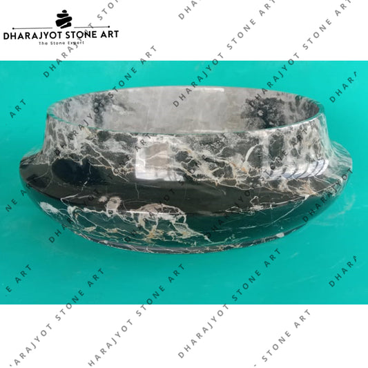 Natural Black Marble Round Shape Polished Bathroom Washbasin Sink