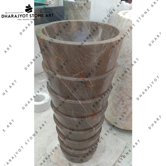 Handmade Natural Brown Stone Wash Basin