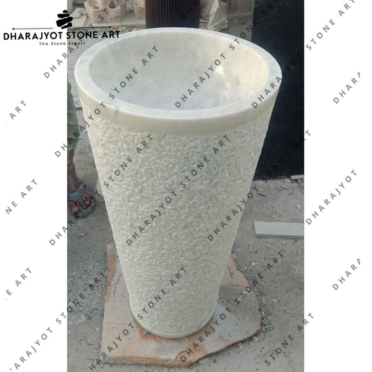 Exclusive Freestanding White Marble Wash Basin