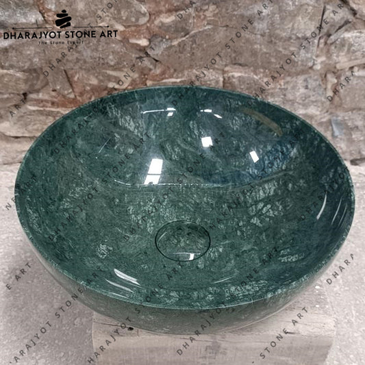 Polished Green Marble Stone Wash Basin for Kitchen