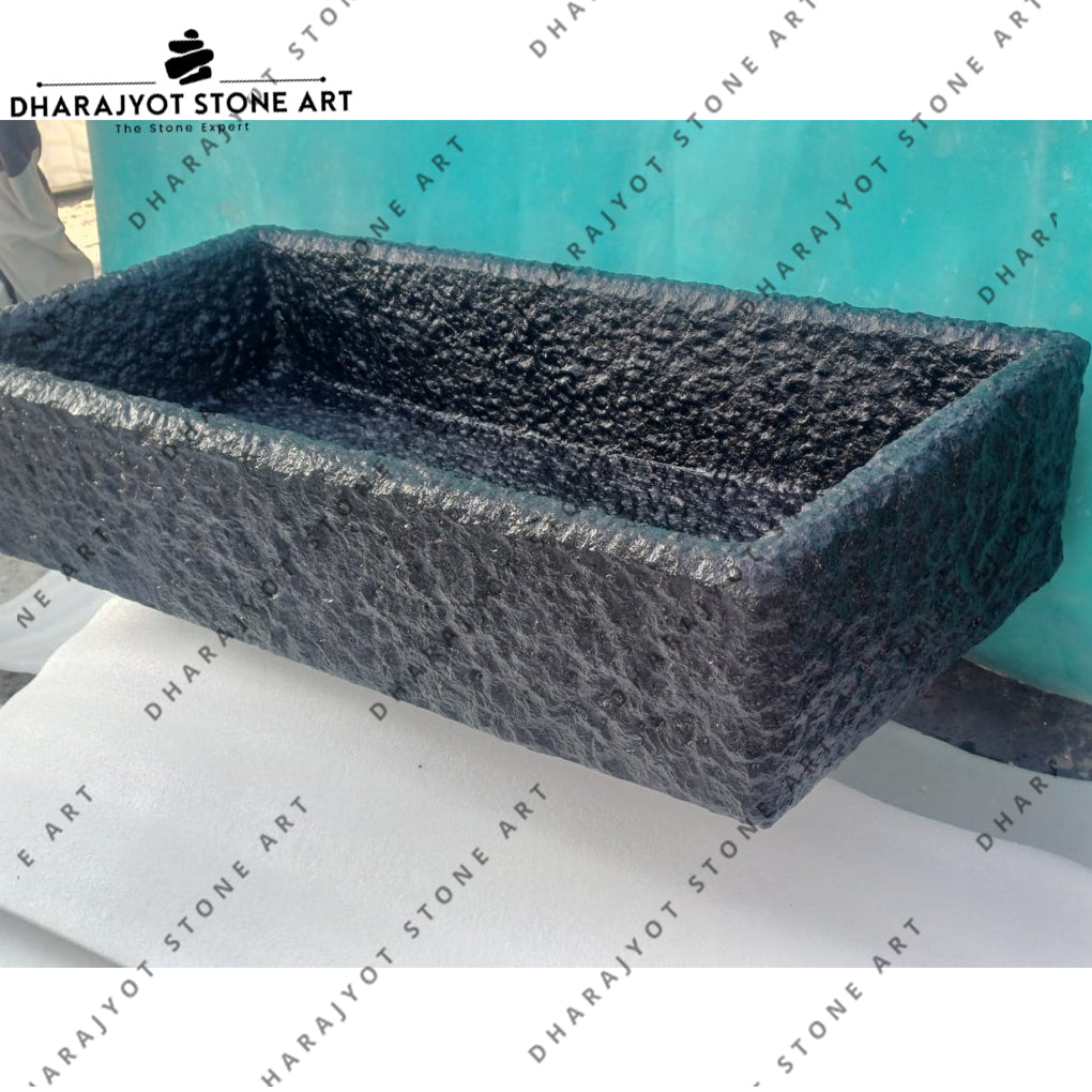 Natural Black Marble Stone Washbasin bathroom sink