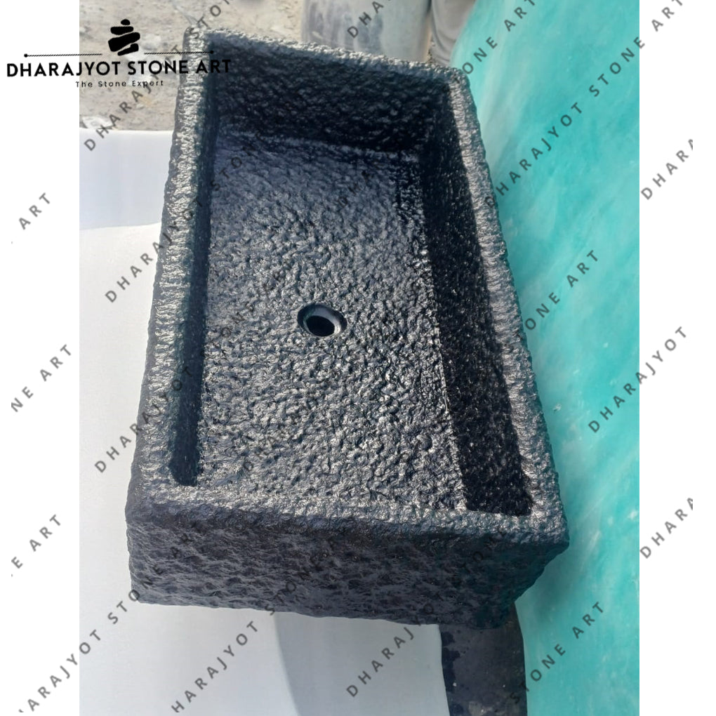 Natural Black Marble Stone Washbasin bathroom sink