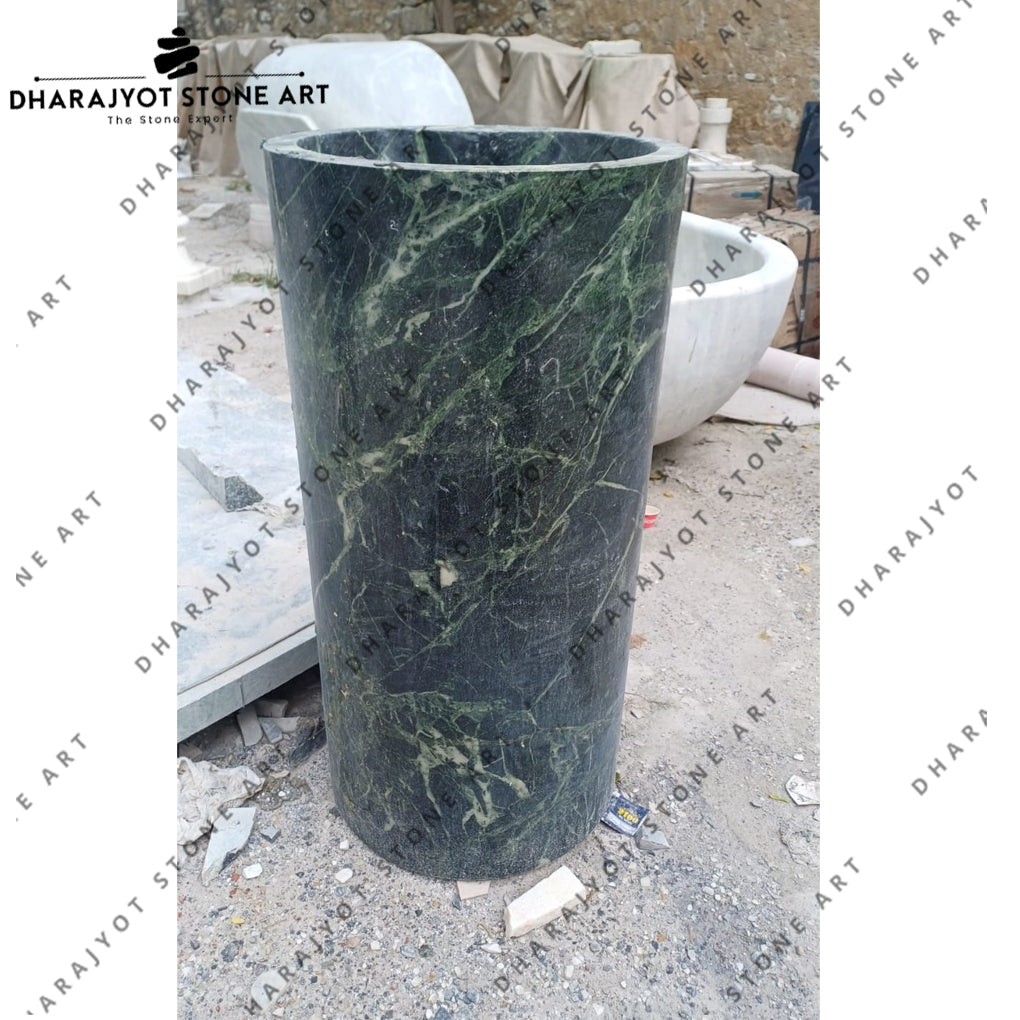 Natural Marble Pedestal Sink Floating Green Marble Pedestal Washbasin