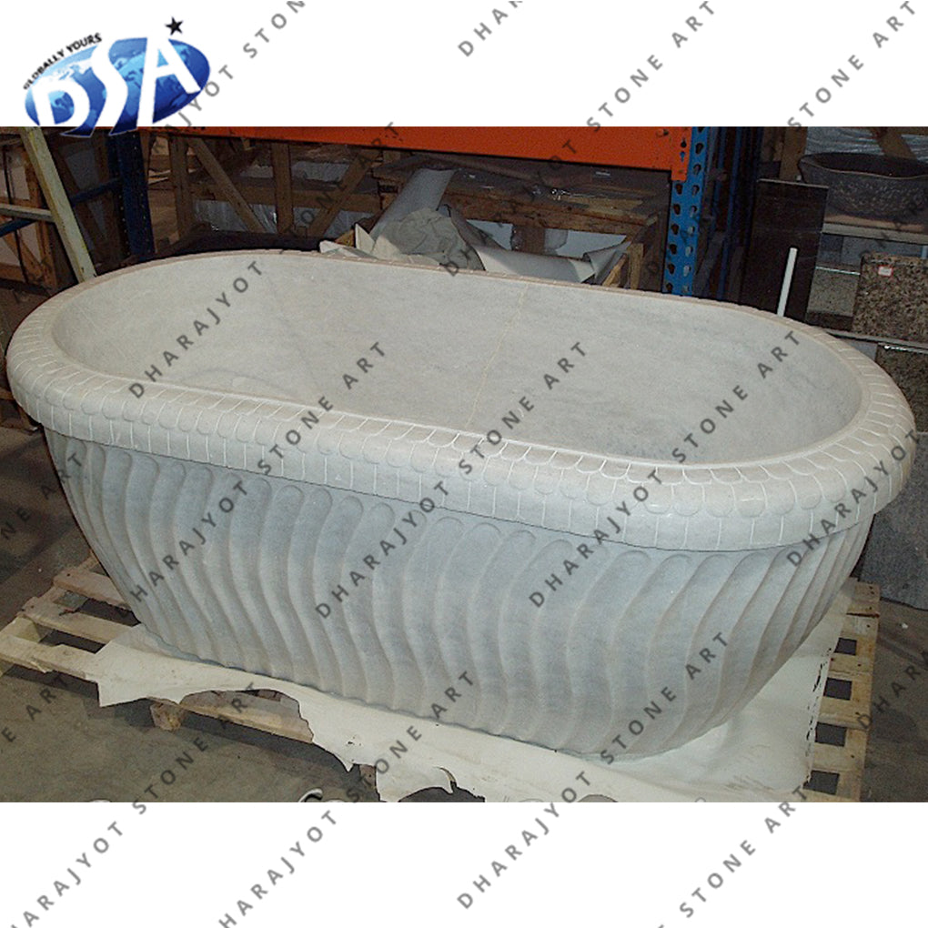 Carved White Marble Bath Tub