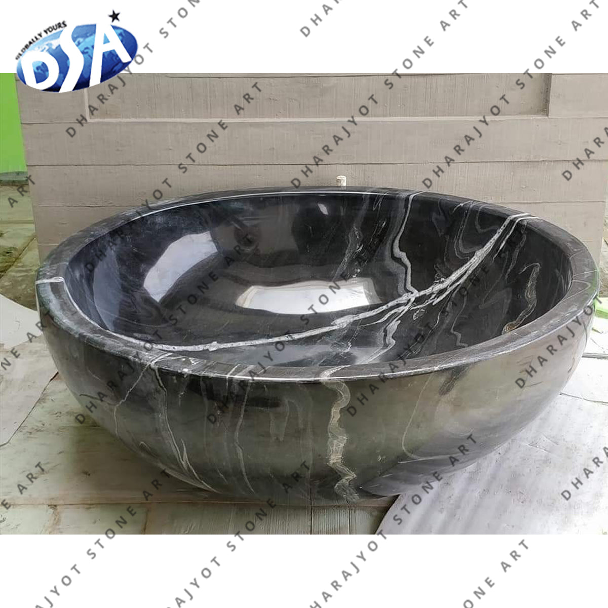 Black Marble Simple Home Bathtub