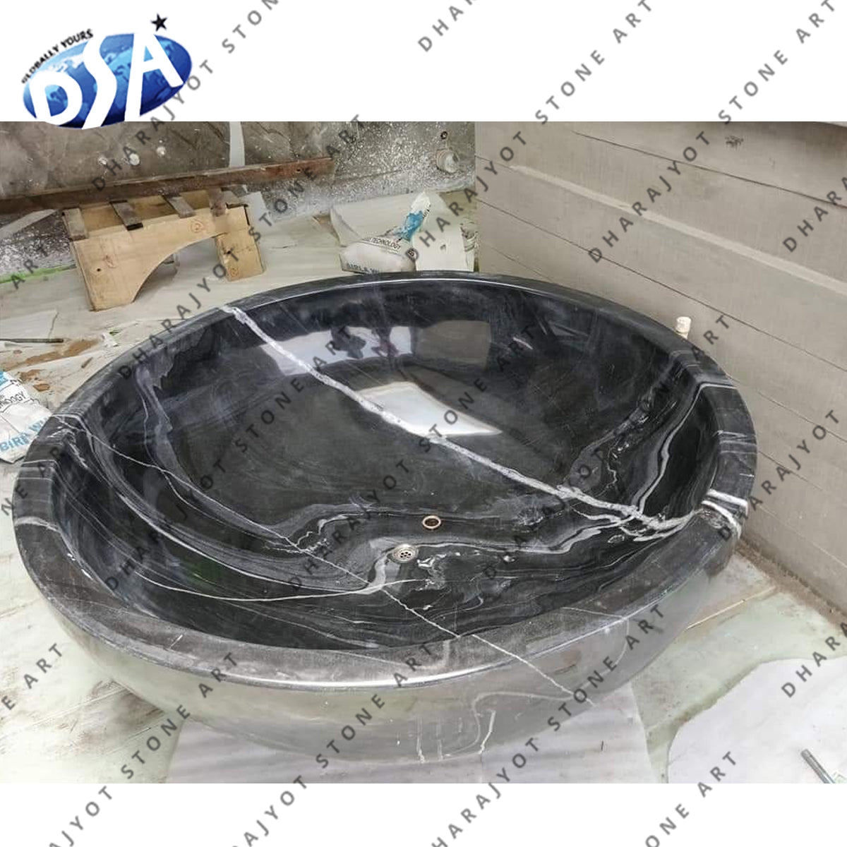 Black Marble Simple Home Bathtub