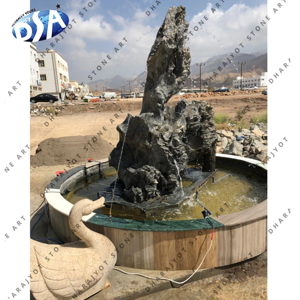 Antique Garden Black Natural Stone Fountain